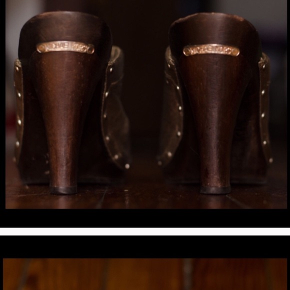 Michael Kors Gold leather wood heel mules - Picture 5 of 8